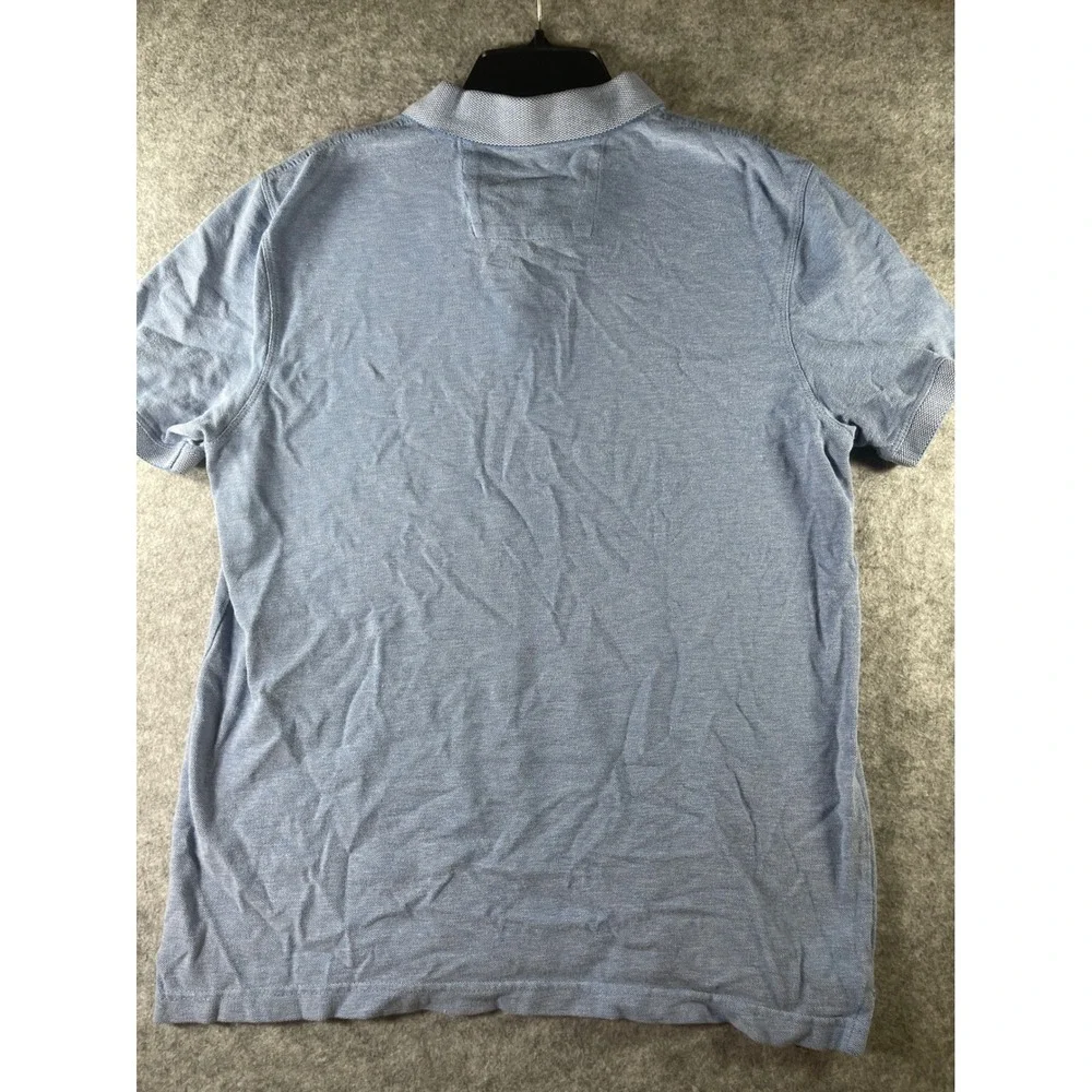 Banana Republic Mens Organic Cotton Pique Polo Shirt Blue Elephant Logo Large